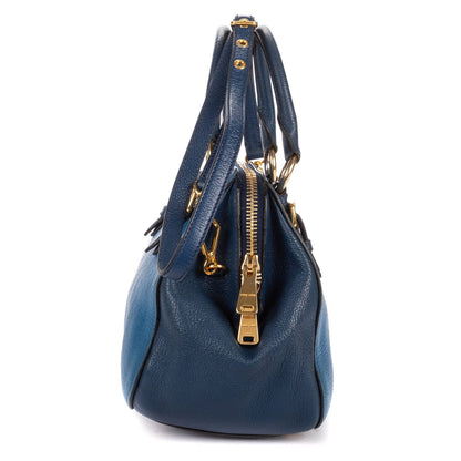 Miu Miu Bauletto Bag Blue Navy Madras Leather — view 3