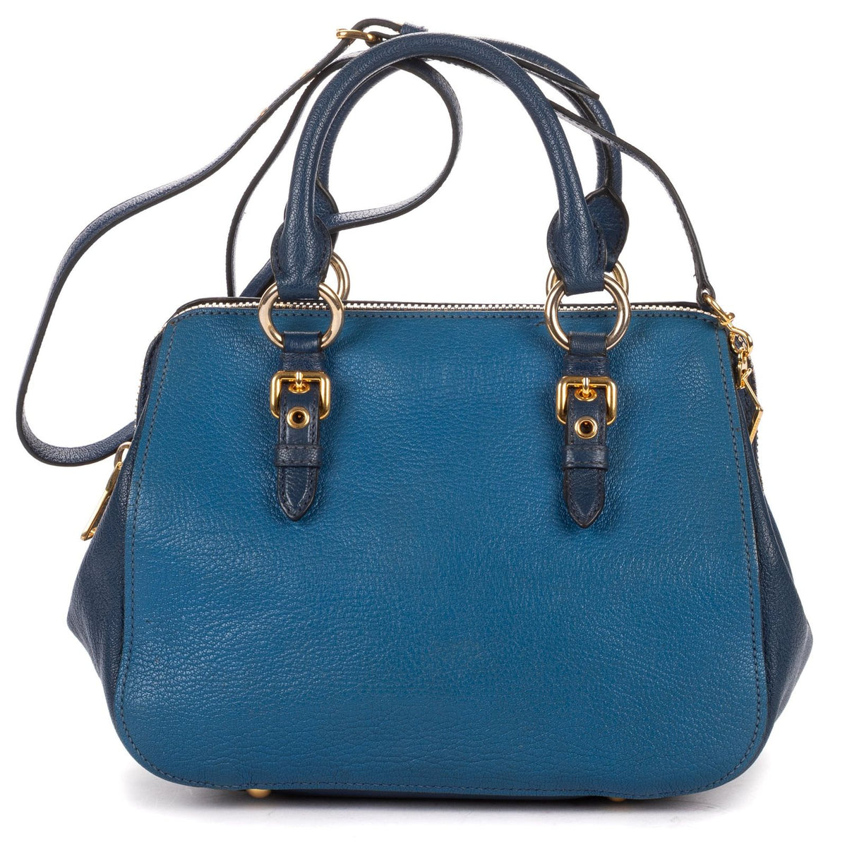 Miu Miu Bauletto Bag Blue Navy Madras Leather — view 4