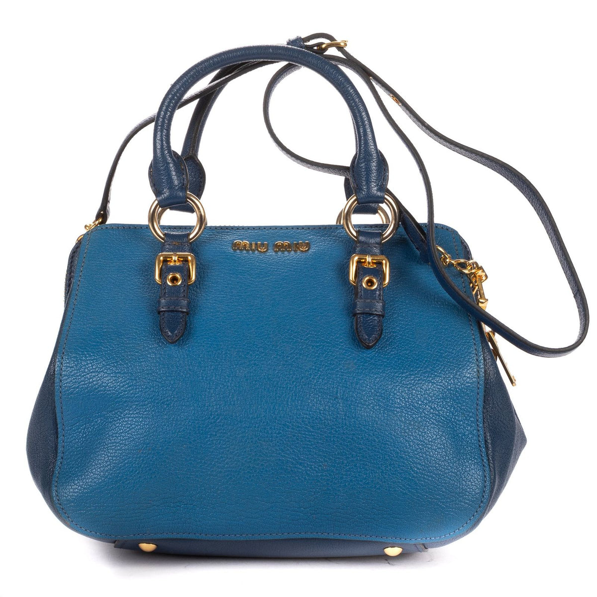 Miu Miu Bauletto Bag Blue Navy Madras Leather