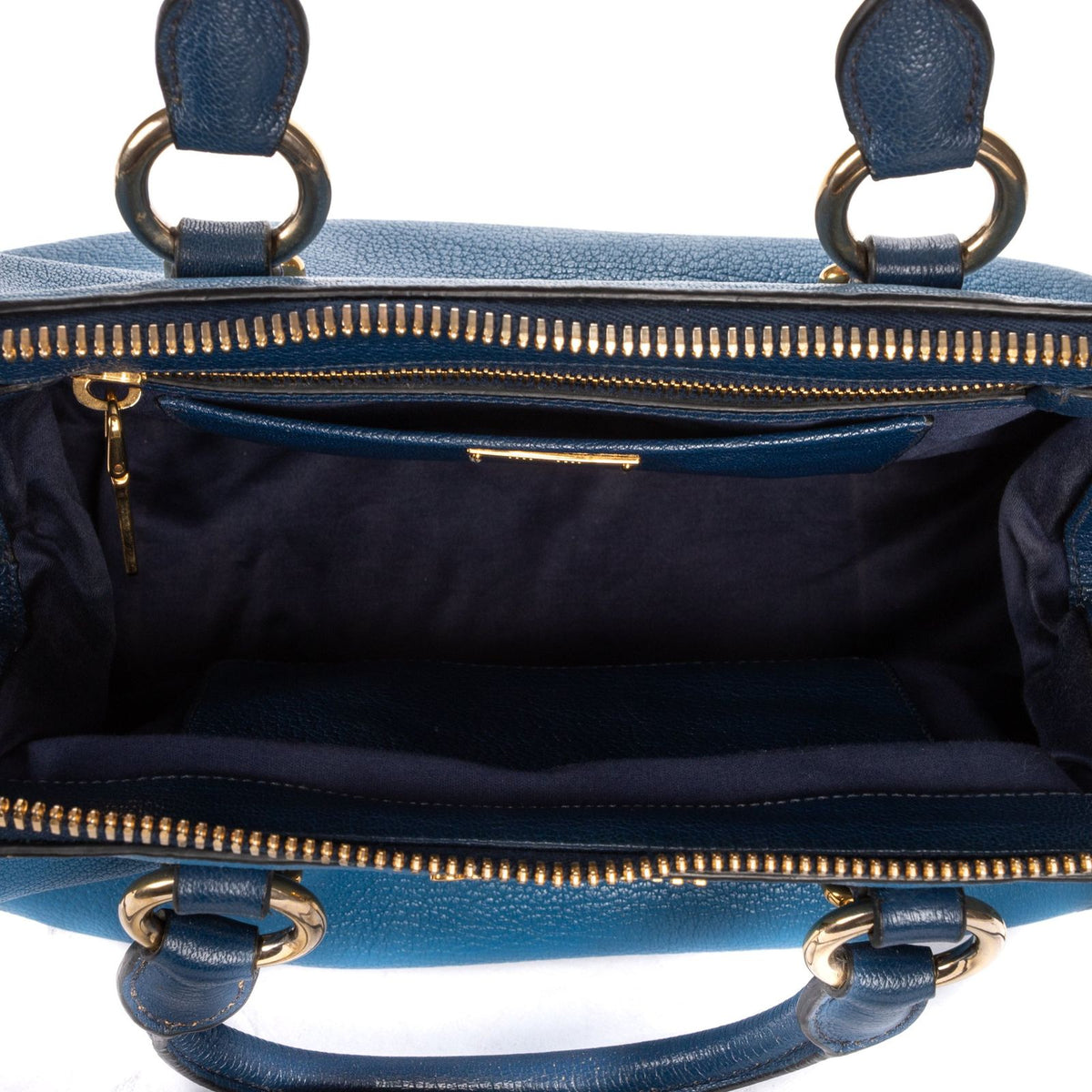 Miu Miu Bauletto Bag Blue Navy Madras Leather — view 8