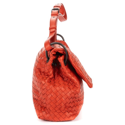 Bottega Veneta Flap Bag Messenger Orange Intrecciato Leather — view 4