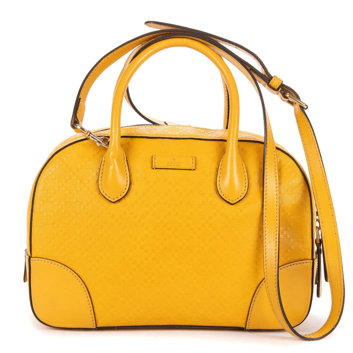 Gucci Bamboo Top Handle Yellow Diamante Canvas