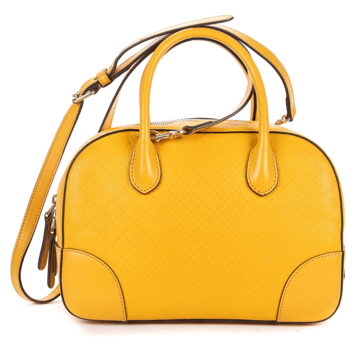 Gucci Bamboo Top Handle Yellow Diamante Canvas — view 5