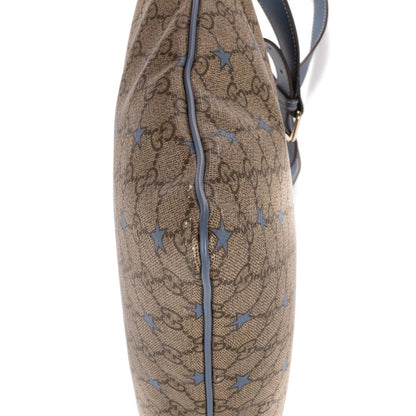 Gucci Large Square Zip Messenger Beige Blue Supreme Star Print Canvas — view 8