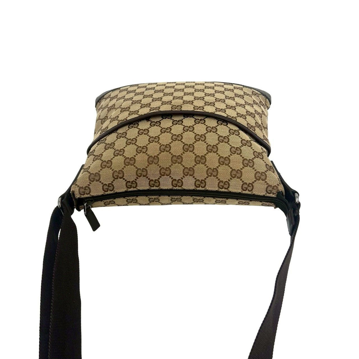 Gucci GG Monogram Canvas Perforated Leather Shoulder Bag Crossbody Brown Beige — view 4