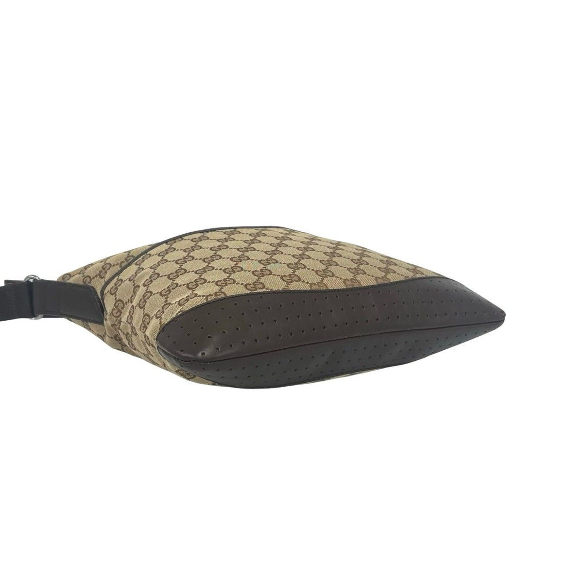 Gucci GG Monogram Canvas Perforated Leather Shoulder Bag Crossbody Brown Beige — view 7