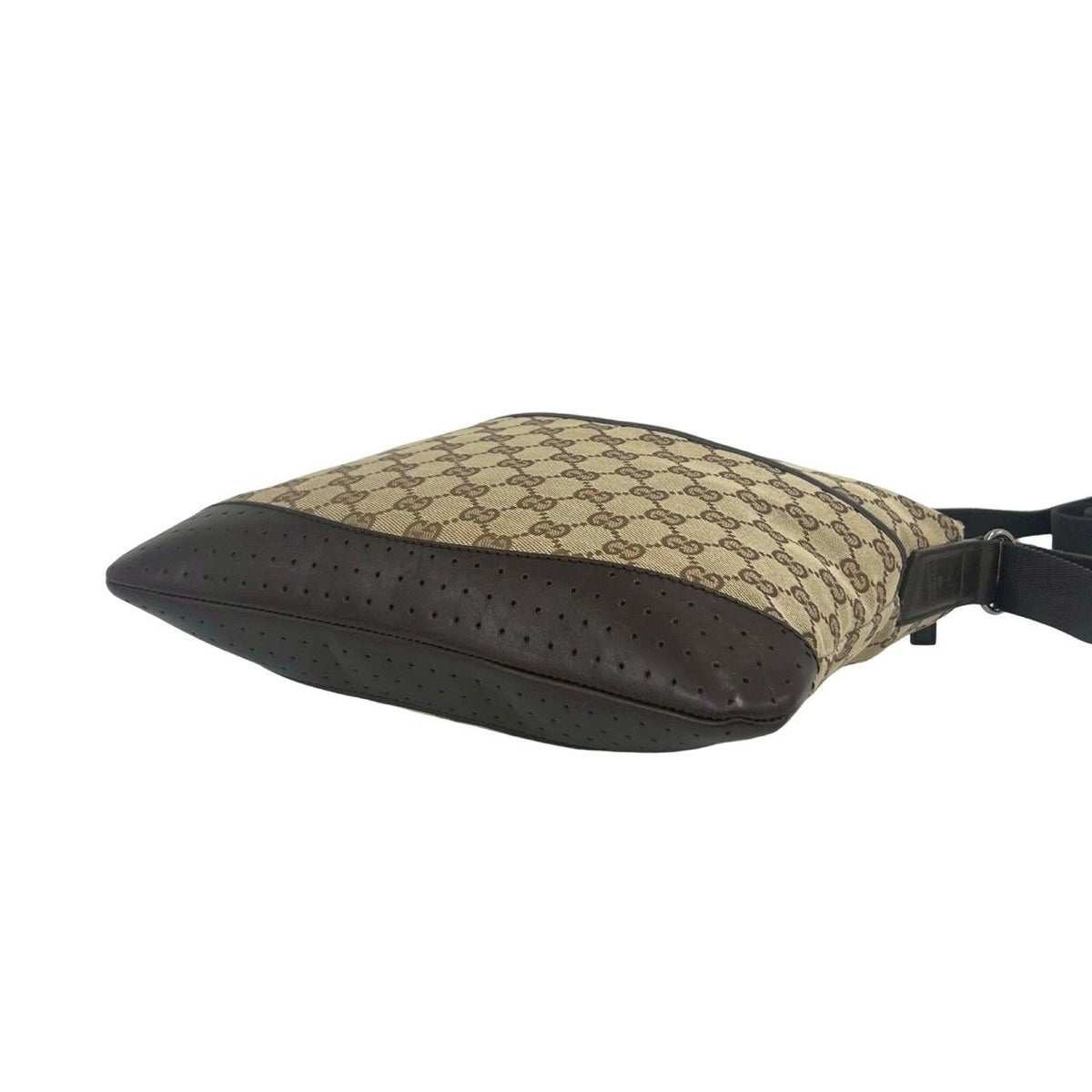 Gucci GG Monogram Canvas Perforated Leather Shoulder Bag Crossbody Brown Beige — view 8
