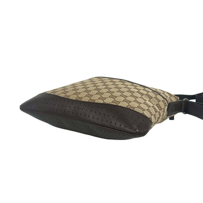 Gucci GG Monogram Canvas Perforated Leather Shoulder Bag Crossbody Brown Beige — view 8