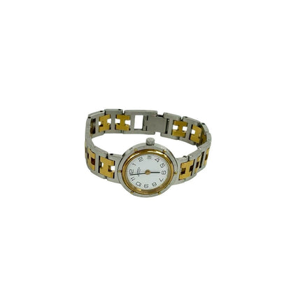 Hermes Vintage Clipper Log Stainless Steel Watch Wrist Silver Gold — view 8