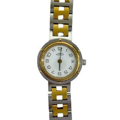 Hermes Vintage Clipper Log Stainless Steel Watch Wrist Silver Gold — view 5