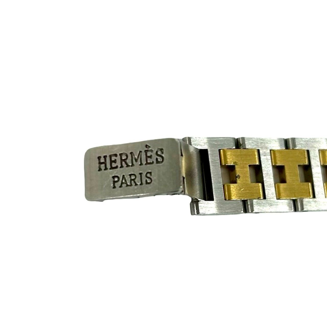 Hermes Vintage Clipper Log Stainless Steel Watch Wrist Silver Gold — view 3