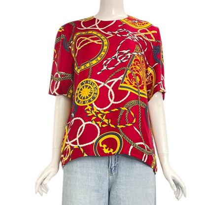 Celine T-Shirt All Over Print Logo Red 42