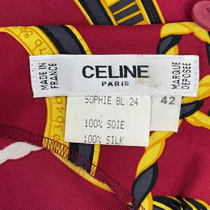 Celine T-Shirt All Over Print Logo Red 42 — view 4