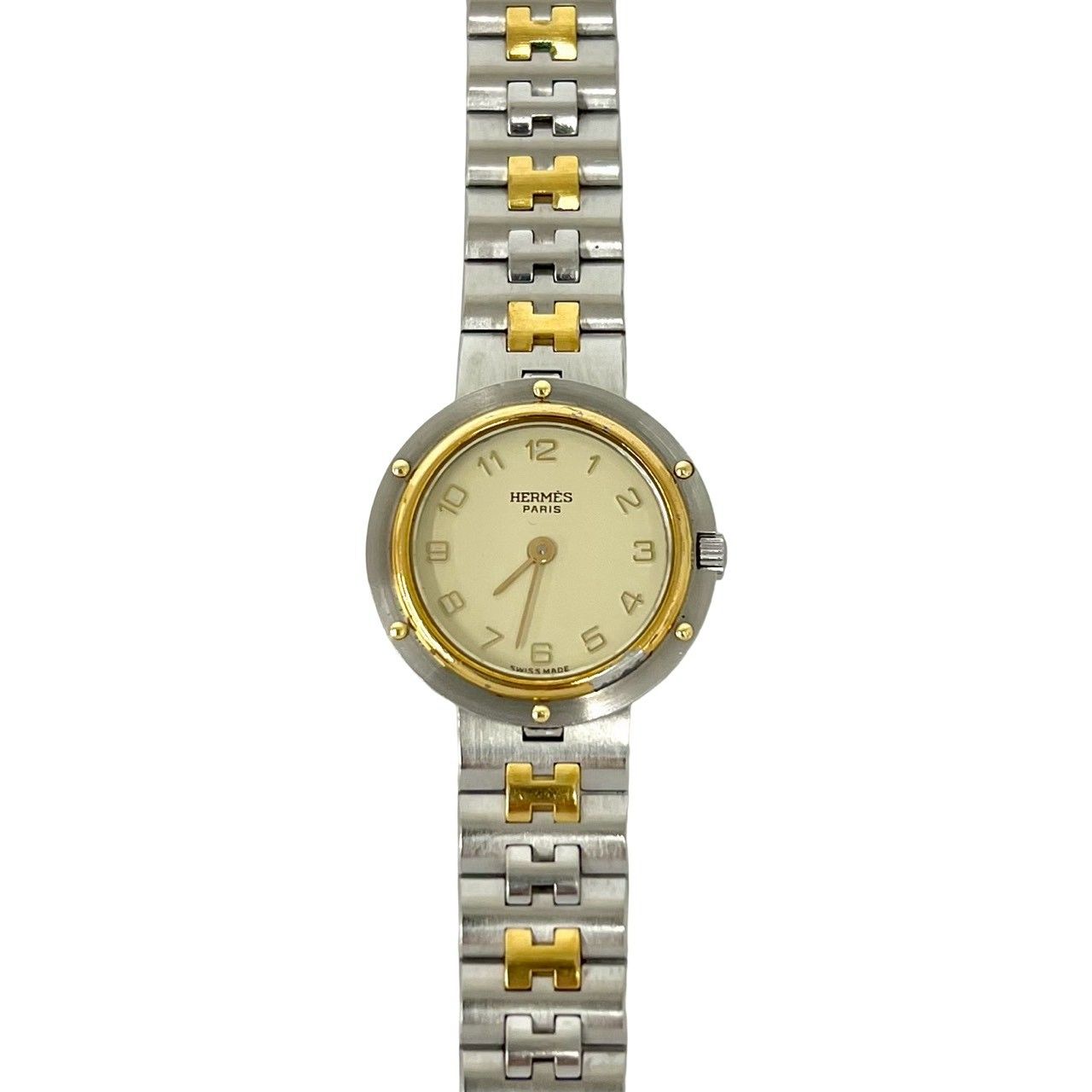 Hermes Vintage Clipper Stainless Steel Quartz Watch Silver Gold — view 5