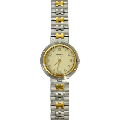 Hermes Vintage Clipper Stainless Steel Quartz Watch Silver Gold — view 5