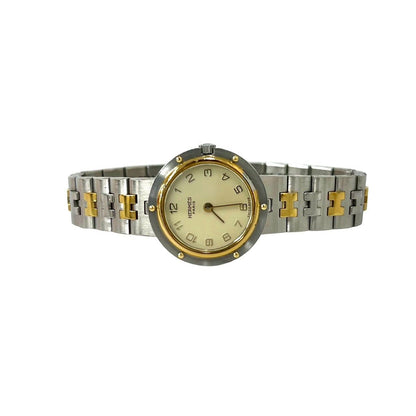 Hermes Vintage Clipper Stainless Steel Quartz Watch Silver Gold — view 8