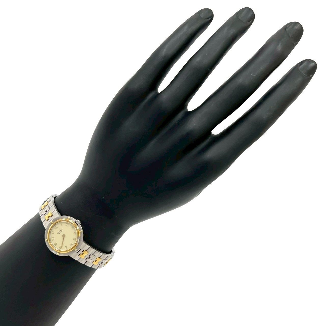 Hermes Vintage Clipper Stainless Steel Quartz Watch Silver Gold — view 2