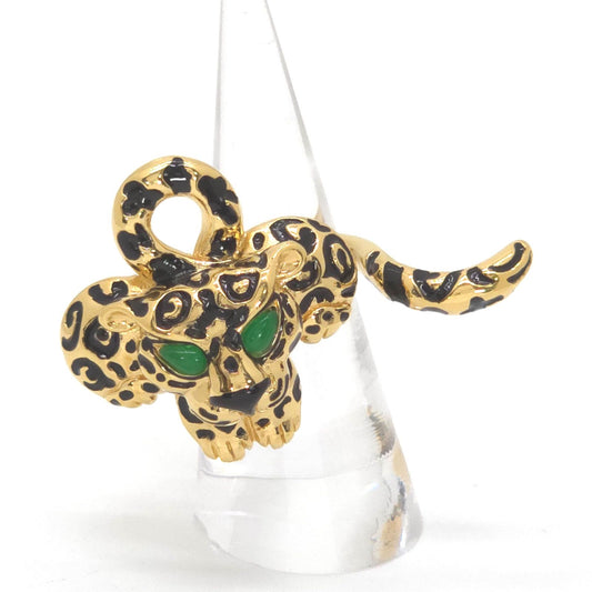 Louis Vuitton Bague Rheogram Ring M 9.5 Leopard Gold Black Color Metal Green