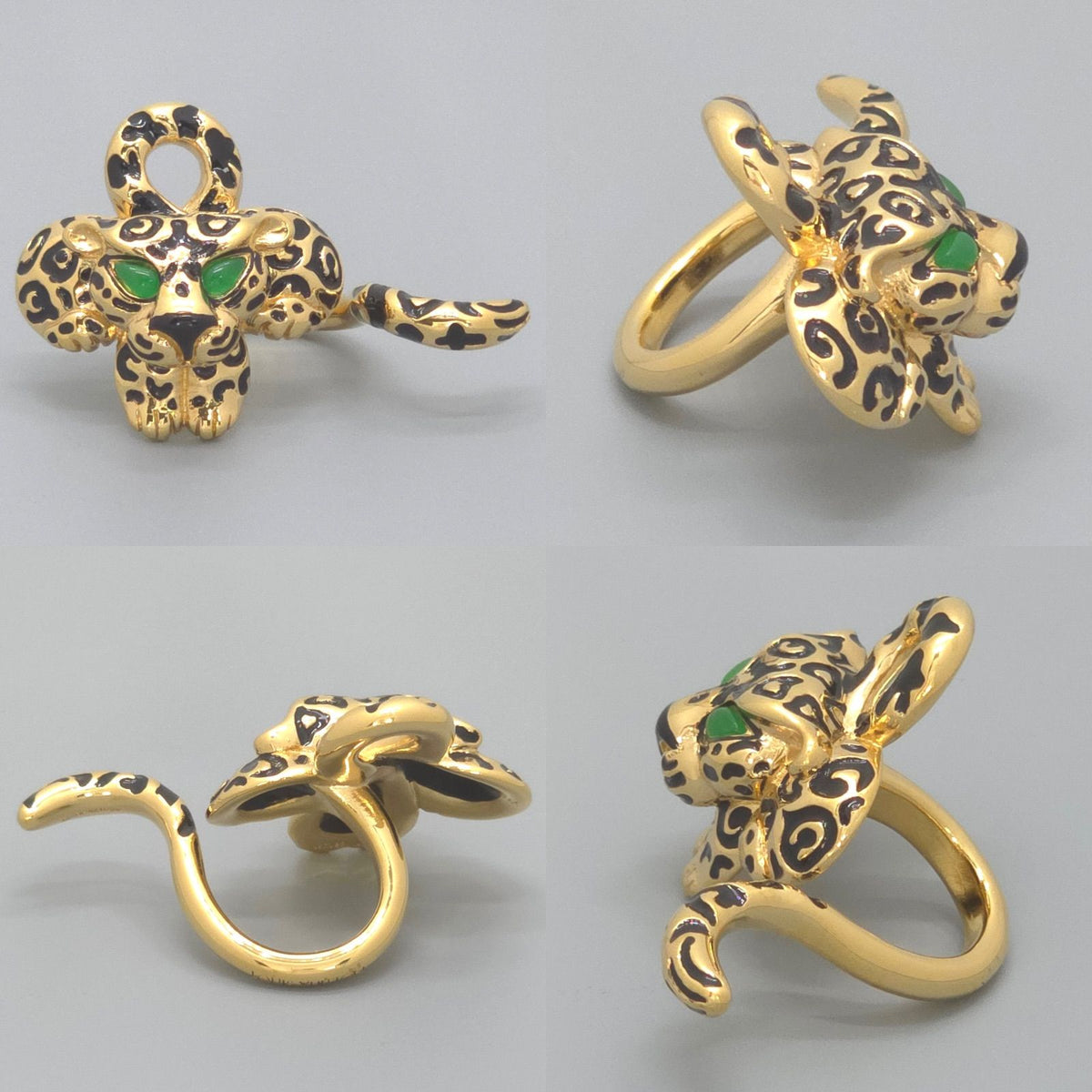 Louis Vuitton Bague Rheogram Ring M 9.5 Leopard Gold Black Color Metal Green — view 2