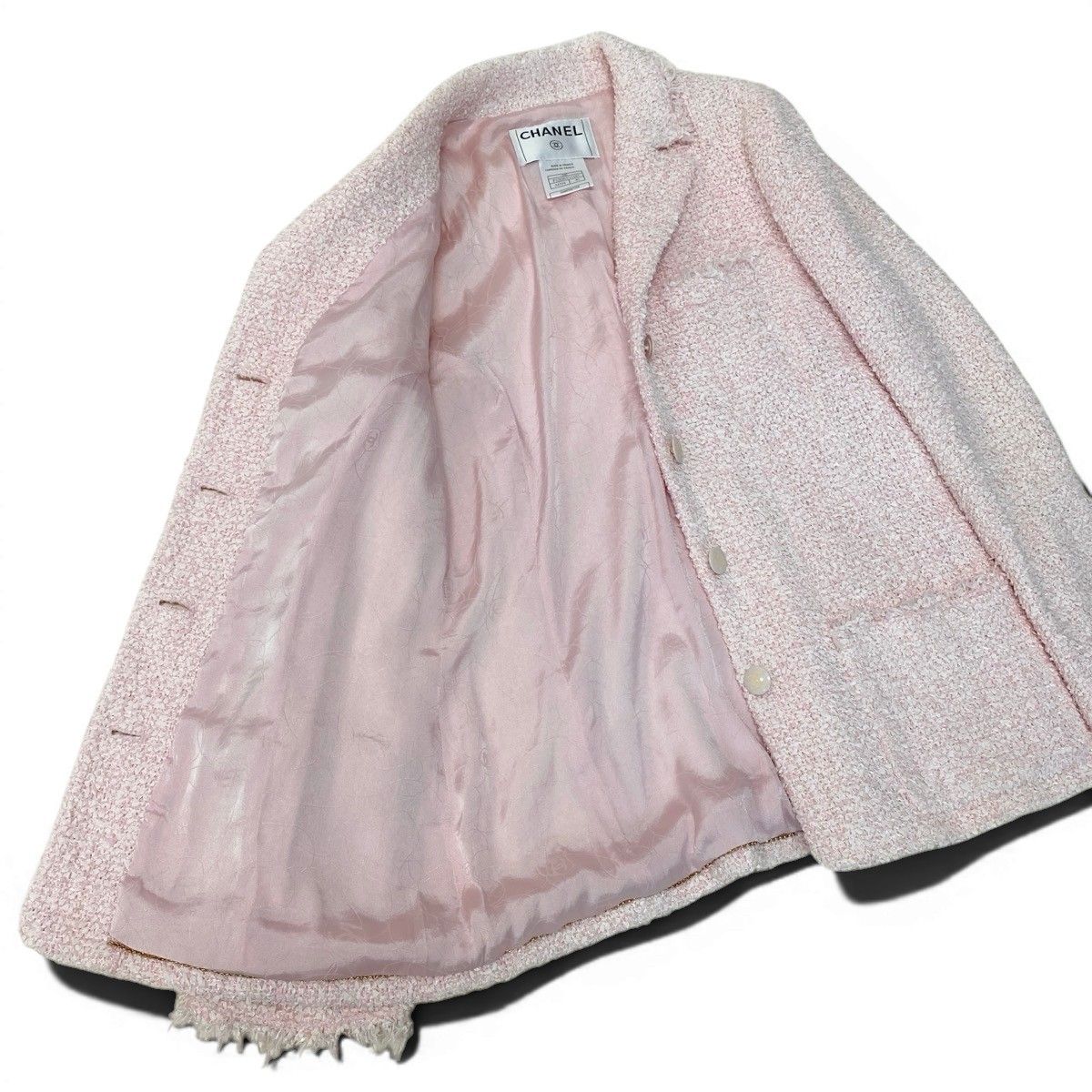 Chanel 04c Fancy Tweed Tailored Jacket CC Logo 40 Pink — view 4