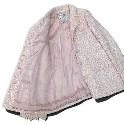 Chanel 04c Fancy Tweed Tailored Jacket CC Logo 40 Pink — view 4