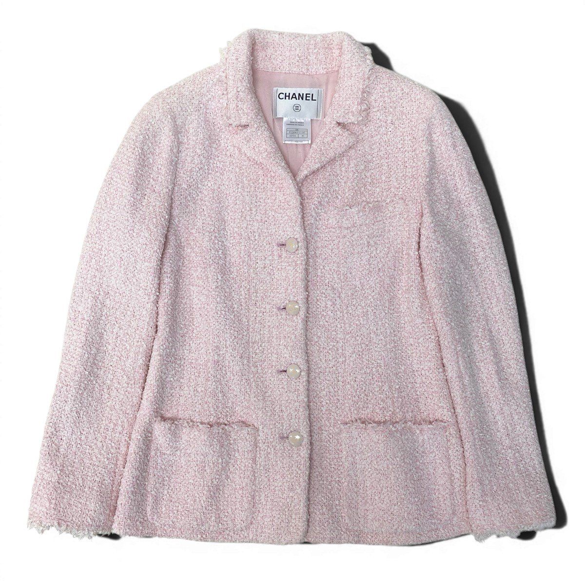 Chanel 04c Fancy Tweed Tailored Jacket CC Logo 40 Pink — view 2