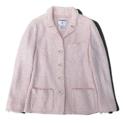 Chanel 04c Fancy Tweed Tailored Jacket CC Logo 40 Pink — view 2
