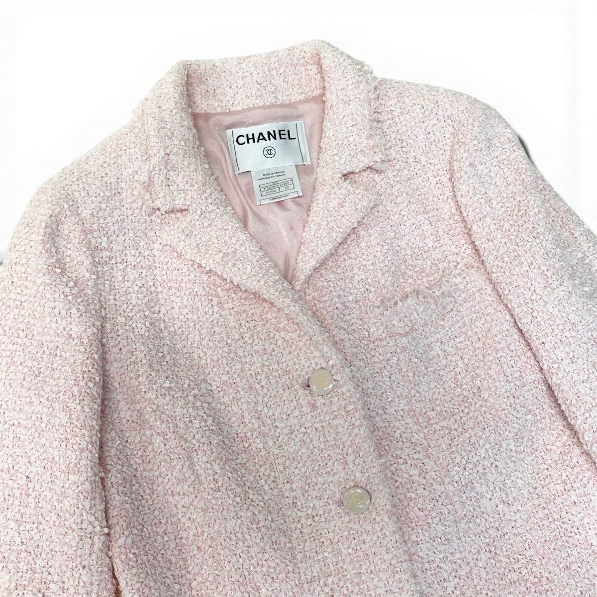 Chanel 04c Fancy Tweed Tailored Jacket CC Logo 40 Pink — view 5