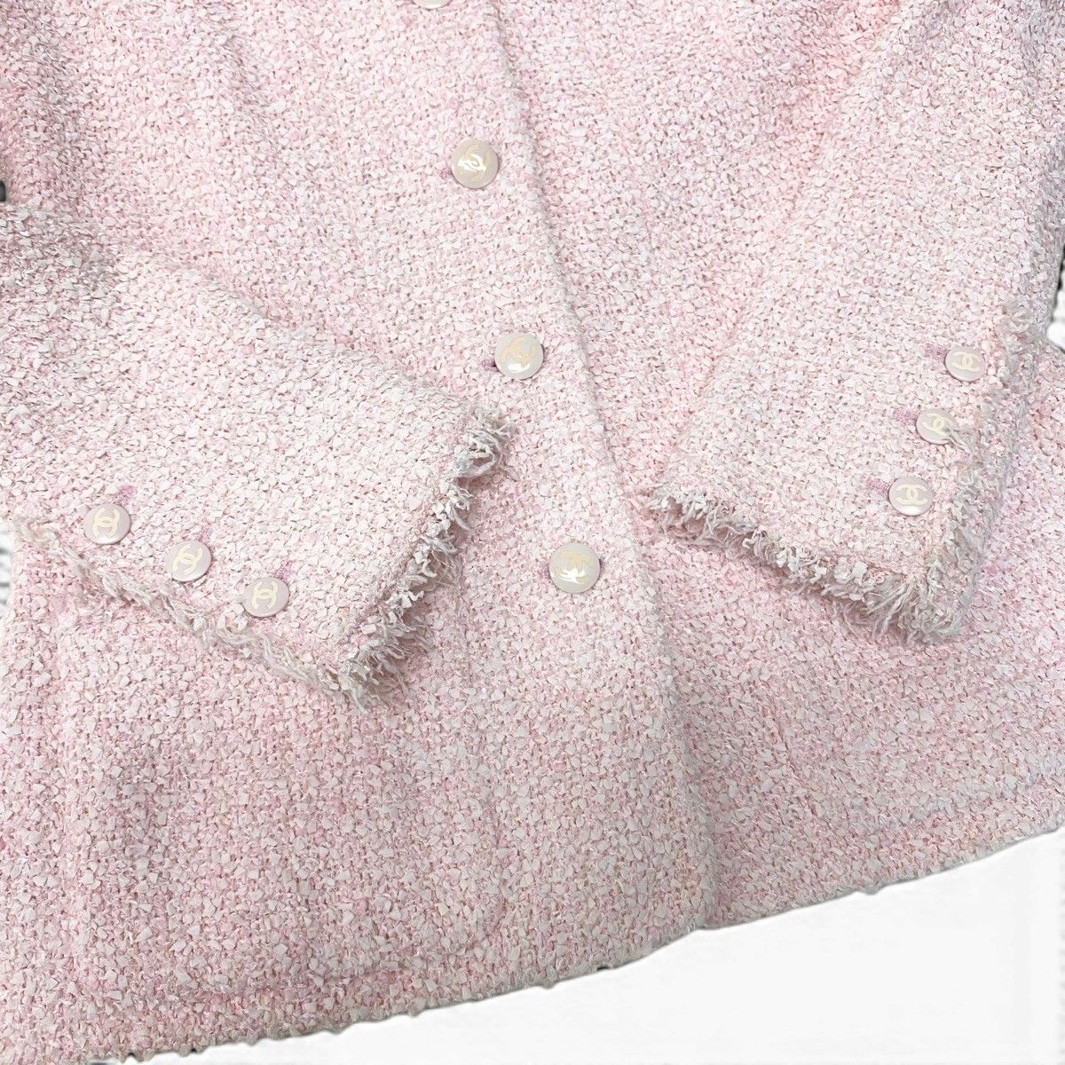 Chanel 04c Fancy Tweed Tailored Jacket CC Logo 40 Pink — view 6