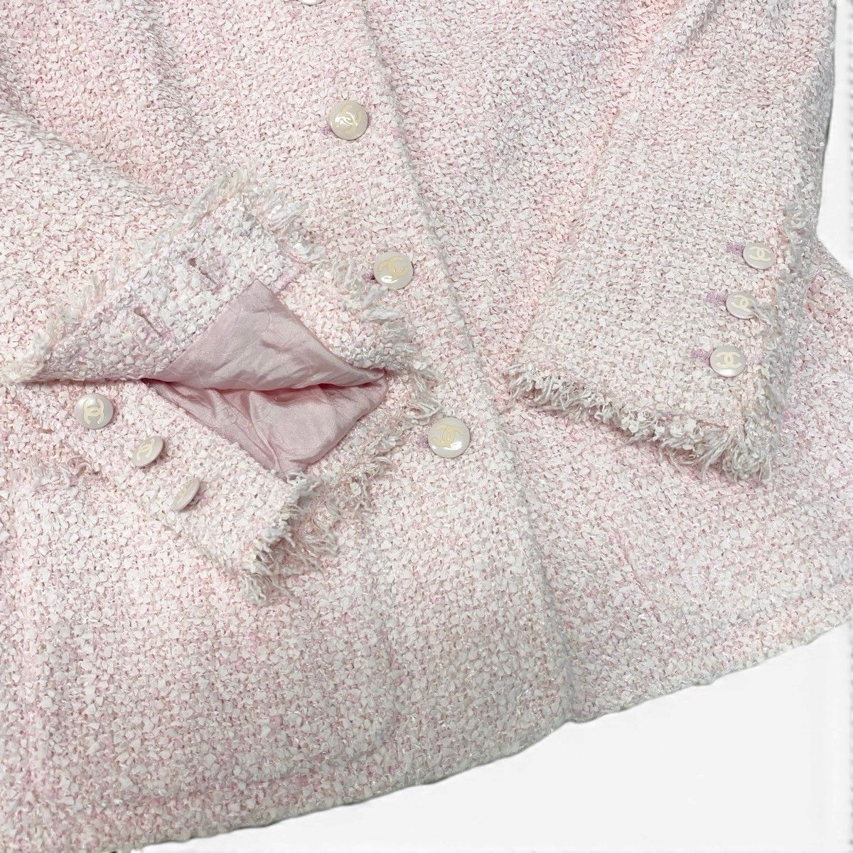 Chanel 04c Fancy Tweed Tailored Jacket CC Logo 40 Pink — view 7