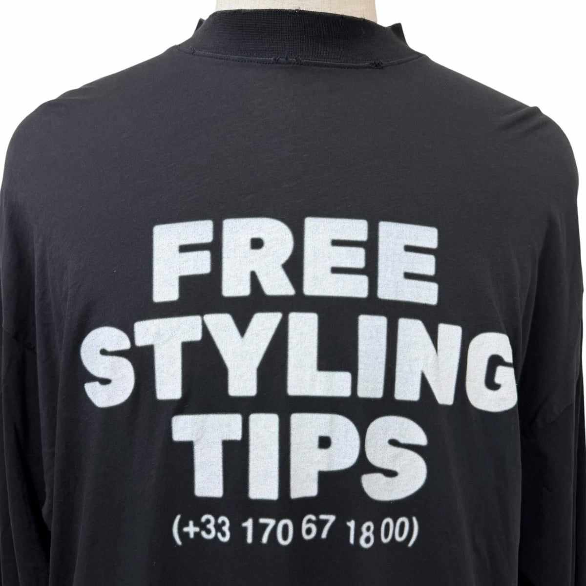 Balenciaga Styling Tips Tee Distressed Lightweight Long Sleeve T-Shirt Black — view 2
