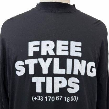Balenciaga Styling Tips Tee Distressed Lightweight Long Sleeve T-Shirt Black — view 2