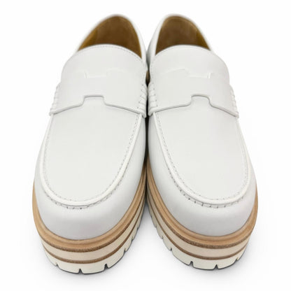 Hermes Ivy Moccasins Leather Loafers White — view 4