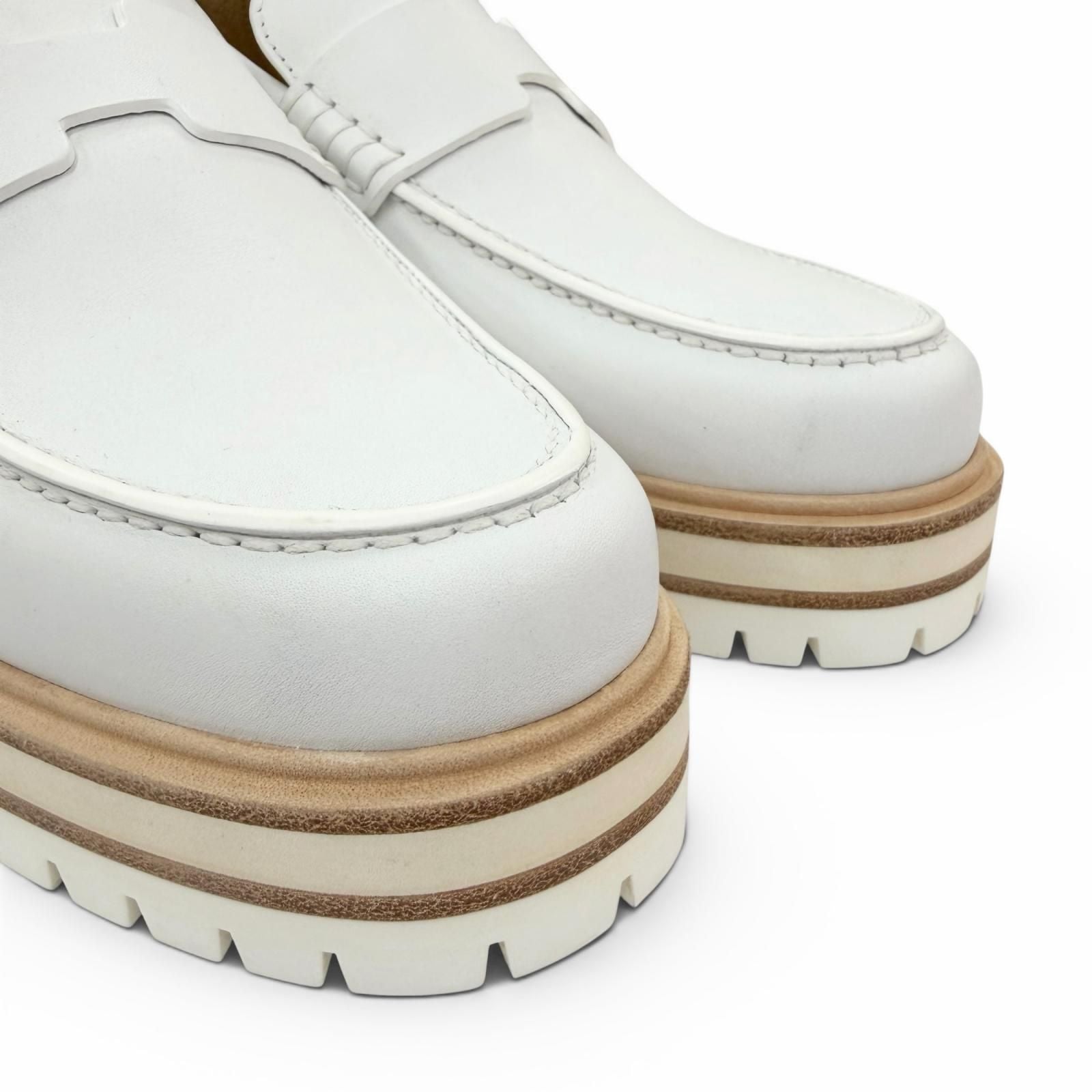 Hermes Ivy Moccasins Leather Loafers White — view 8