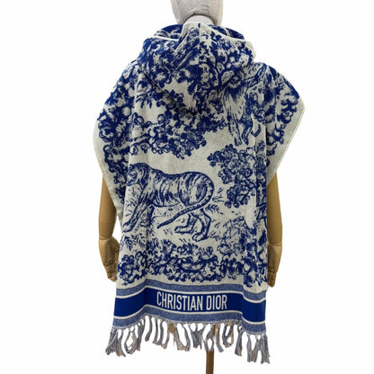 Dior Toile de Jouy 100% Cotton Hooded Bathrobe Poncho Blue — view 3