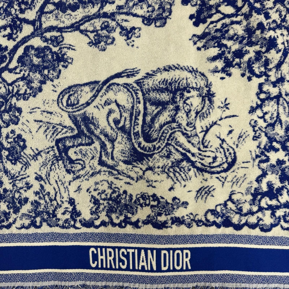 Dior Toile de Jouy 100% Cotton Hooded Bathrobe Poncho Blue — view 7