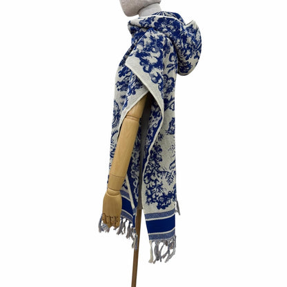 Dior Toile de Jouy 100% Cotton Hooded Bathrobe Poncho Blue — view 2