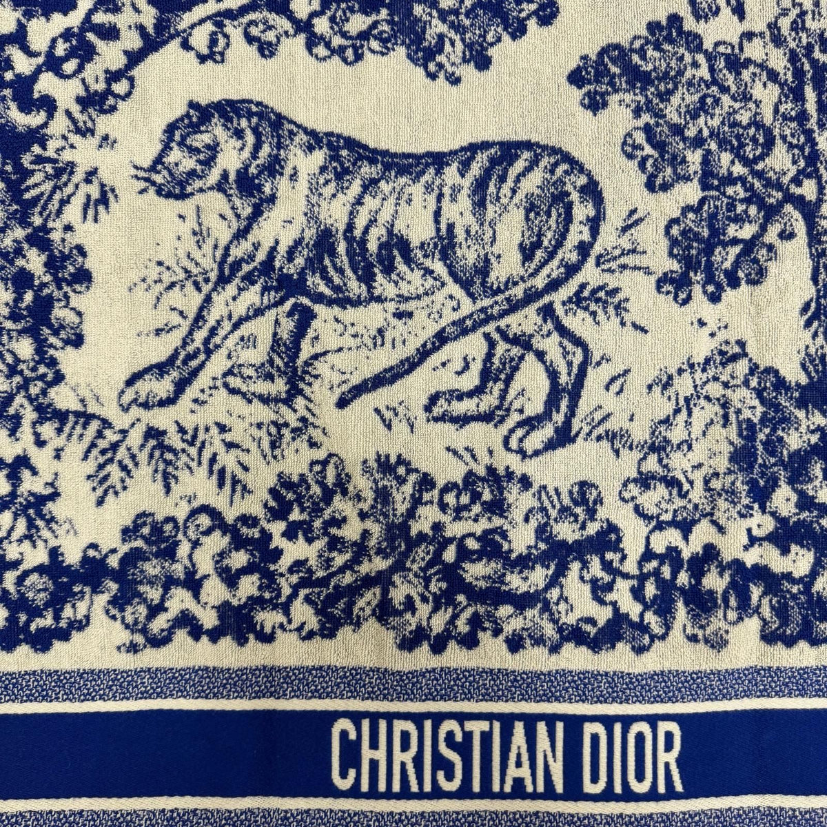 Dior Toile de Jouy 100% Cotton Hooded Bathrobe Poncho Blue — view 8