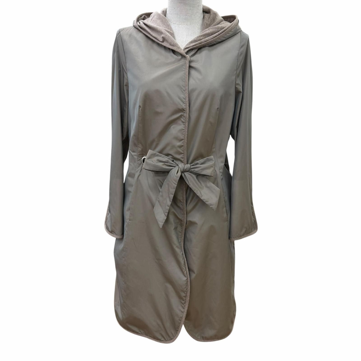 Brunello Cucinelli Hooded with Belt Coat Greige 44