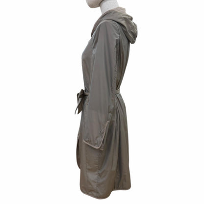 Brunello Cucinelli Hooded with Belt Coat Greige 44 — view 2