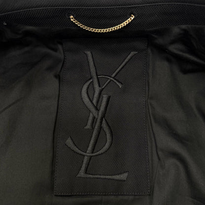 Saint Laurent Vintage Cotton Rive Gauche Big YSL Double Breasted Pea Coat Black — view 7