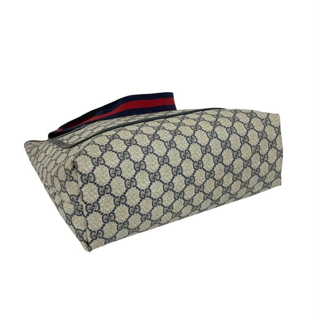 Gucci Vintage Sherry Line GG Logo Leather Tote Shoulder Bag Navy — view 7