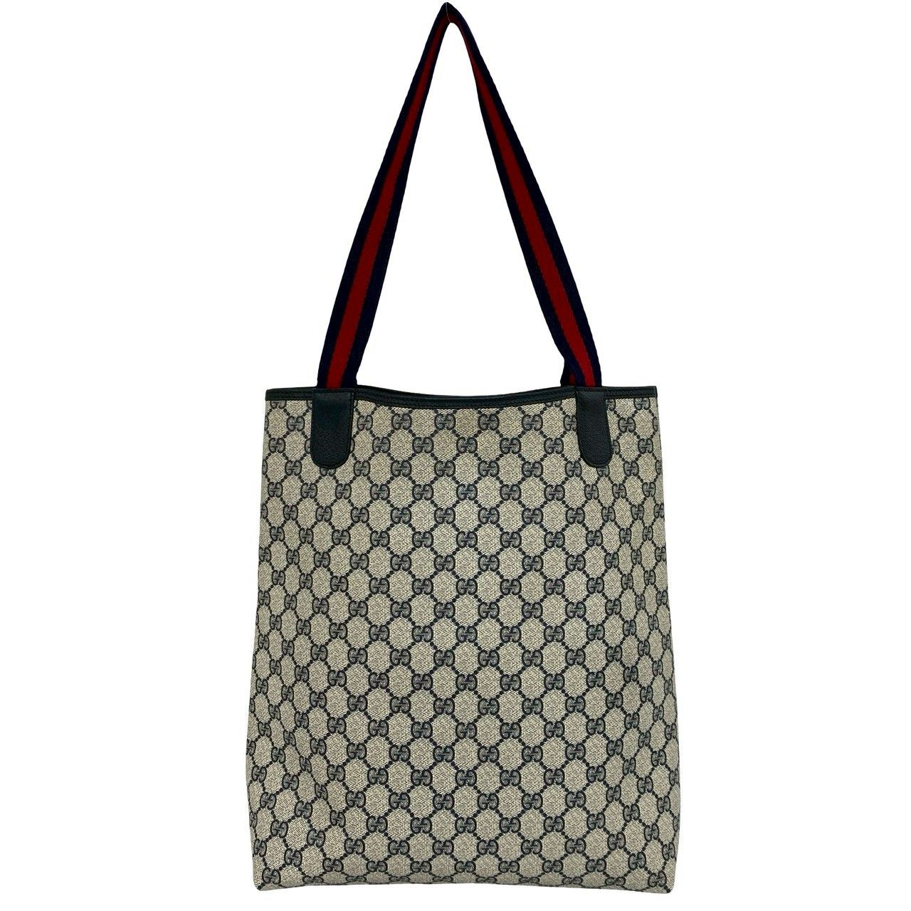 Gucci Vintage Sherry Line GG Logo Leather Tote Shoulder Bag Navy — view 3