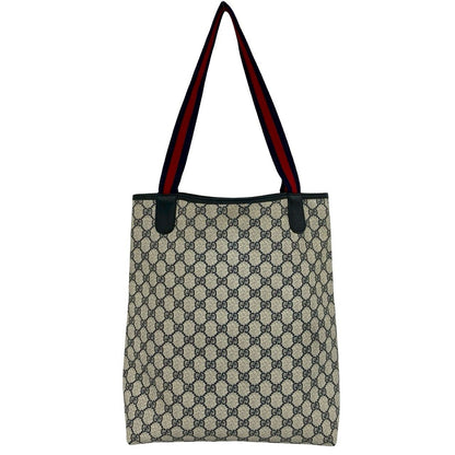 Gucci Vintage Sherry Line GG Logo Leather Tote Shoulder Bag Navy — view 3