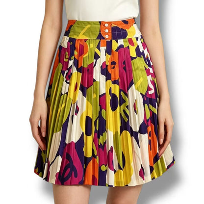 Chanel Skirt CC Logo Silk Multicolor