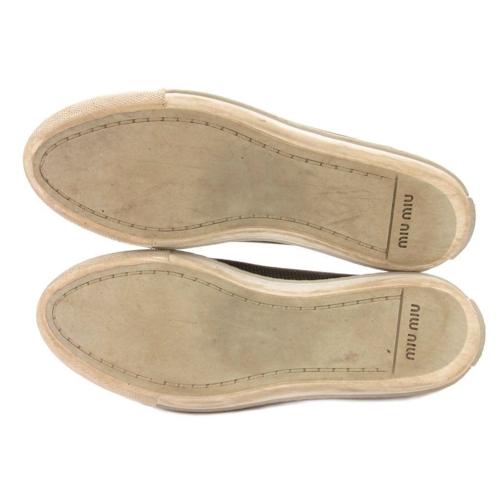 Miu Miu Sneakers Low-Cut Metal Toe Canvas Khaki 36.5 — view 5