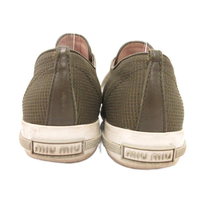 Miu Miu Sneakers Low-Cut Metal Toe Canvas Khaki 36.5 — view 4