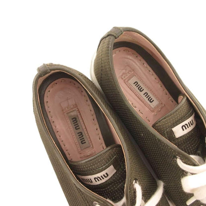 Miu Miu Sneakers Low-Cut Metal Toe Canvas Khaki 36.5 — view 6