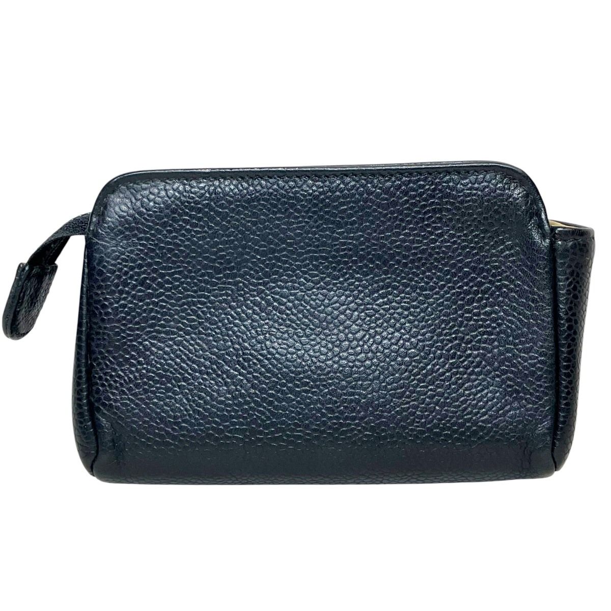 Chanel Cosmetic Pouch CC Logo Caviar Leather — view 2