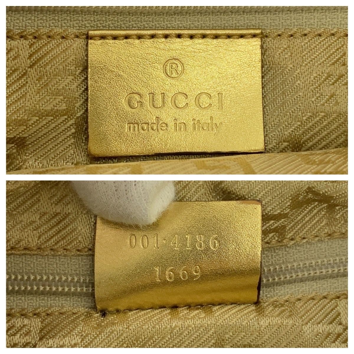 Gucci Sherry Line Green Gold Canvas 001 Hobo Shoulder Bag — view 4